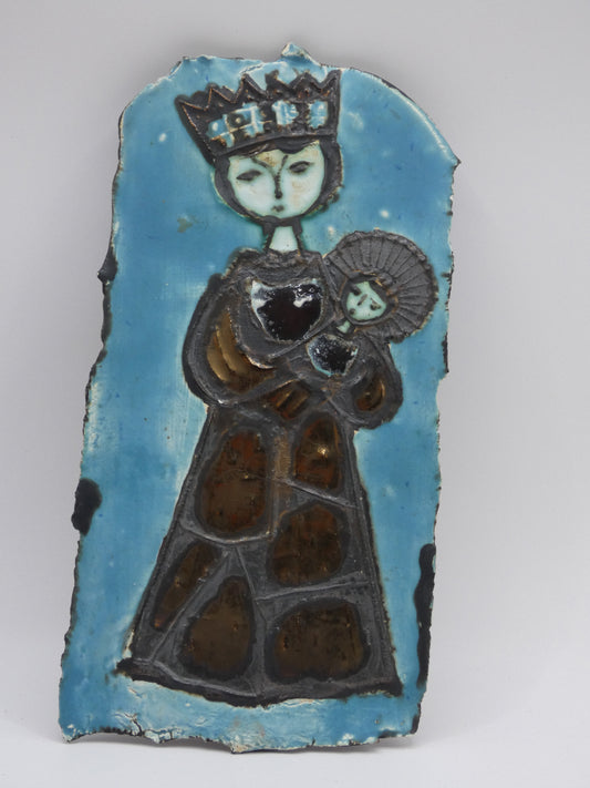 Wye Pottery Adam Dworski Madonna and Child ceramic wall plaque