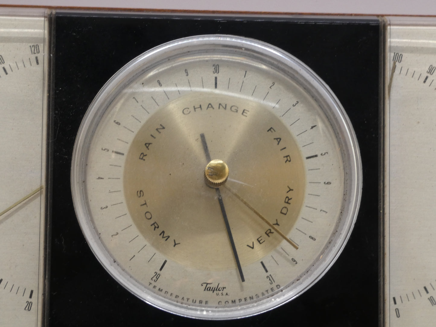 Vintage Mid-Century Taylor Desk Barometer on Wooden Base - USA