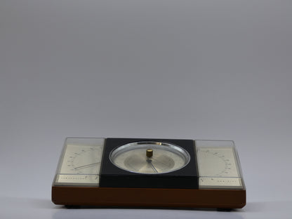 Vintage Mid-Century Taylor Desk Barometer on Wooden Base - USA