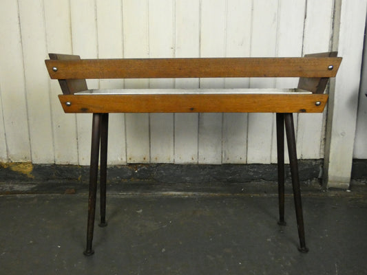 Mid-Century Modern Wooden Planter with Atomic Legs (70 cm Wide)