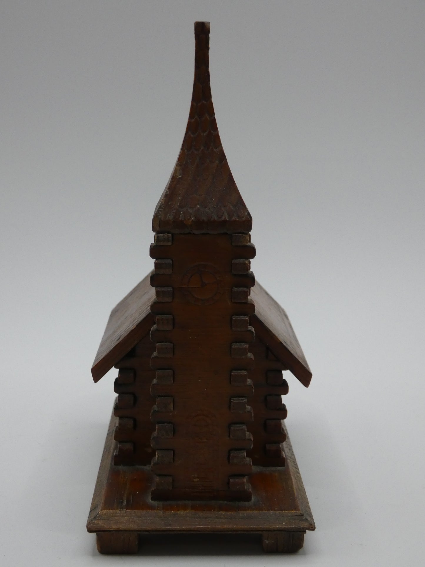 Vintage Wooden Folk Art Musical Church – Wind-Up Ornament (18.5cm)