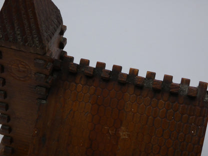 Vintage Wooden Folk Art Musical Church – Wind-Up Ornament (18.5cm)