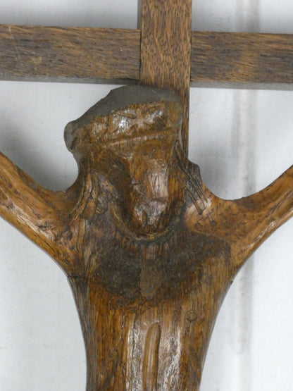 Mid Century Wooden Crucifix | Vintage Christian Wall Cross | Religious Wall Art | 51cm