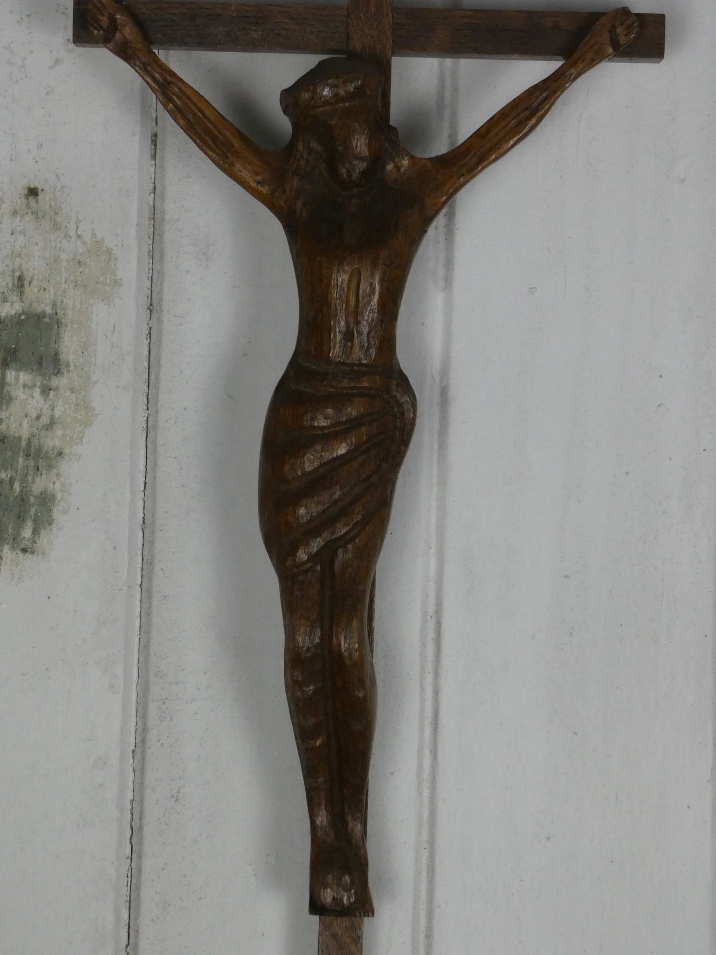 Mid Century Wooden Crucifix | Vintage Christian Wall Cross | Religious Wall Art | 51cm