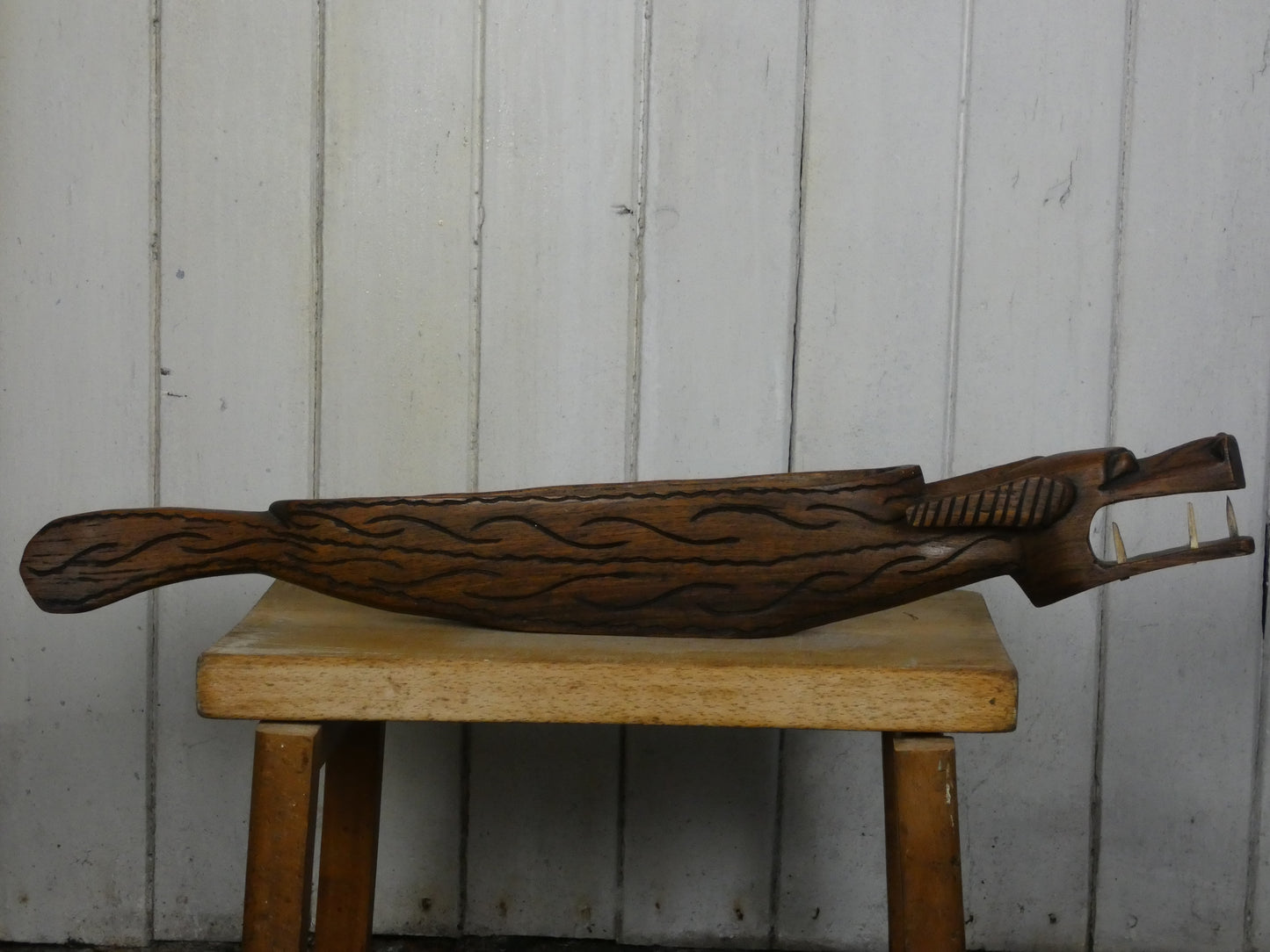 Vintage Hand-Carved Wooden Incense Holder – Rustic Artisan Burner