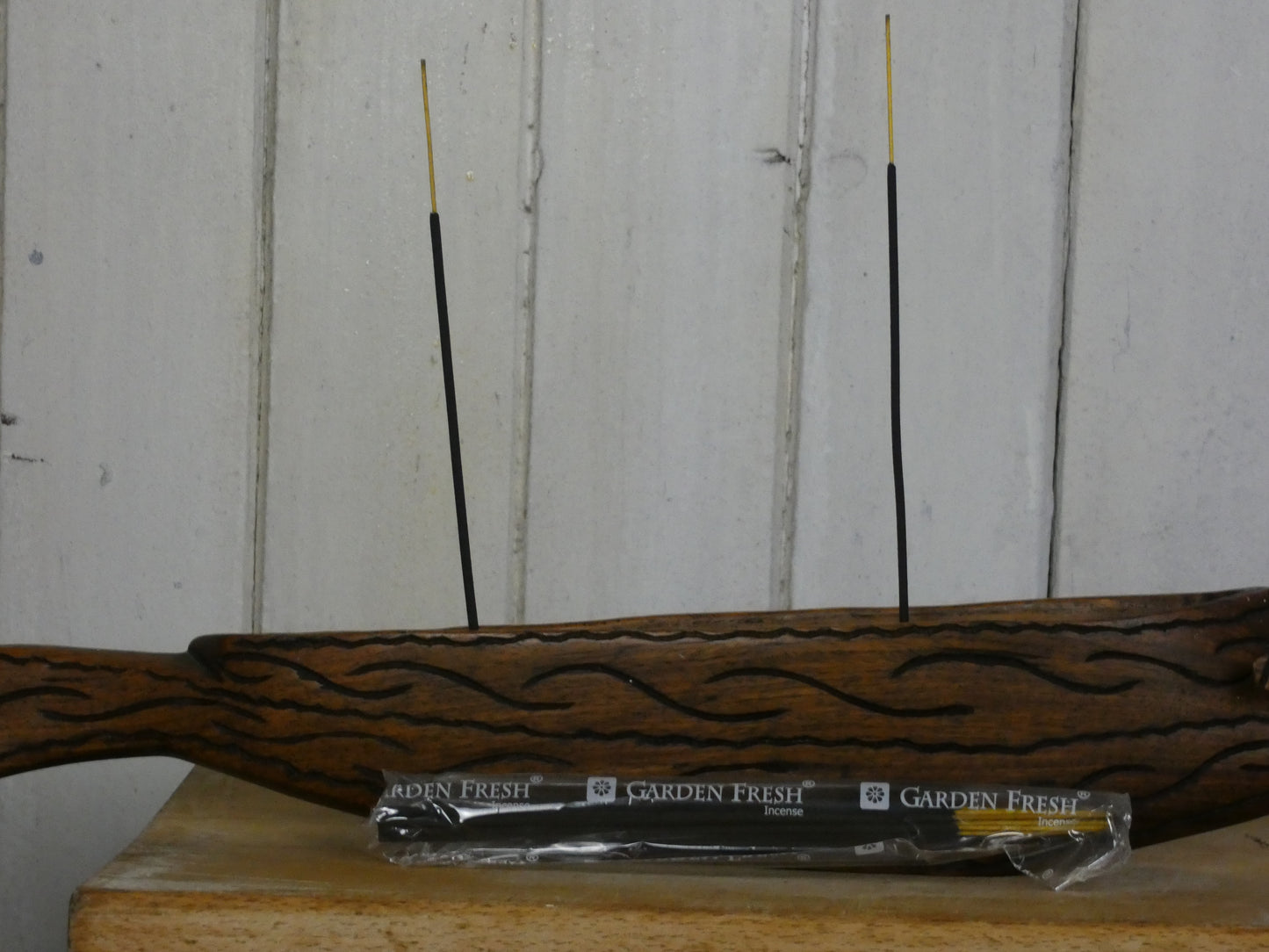 Vintage Hand-Carved Wooden Incense Holder – Rustic Artisan Burner