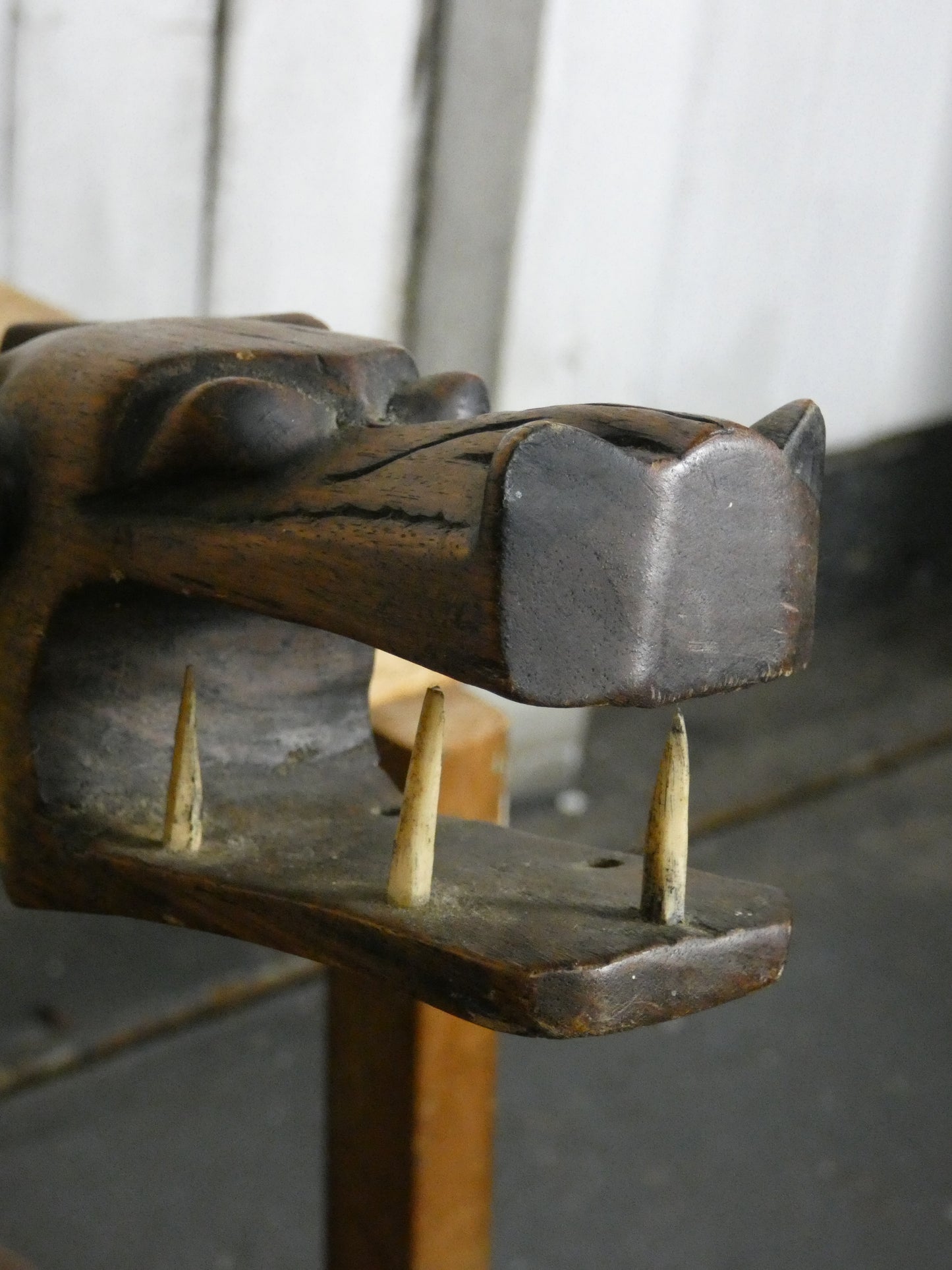 Vintage Hand-Carved Wooden Incense Holder – Rustic Artisan Burner