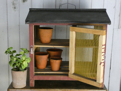 Vintage French Cheese Storage Cabinet | Rustic Wooden Larder Cupboard with Mesh Doors | 49.5cm