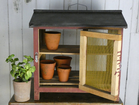 Vintage French Cheese Storage Cabinet | Rustic Wooden Larder Cupboard with Mesh Doors | 49.5cm