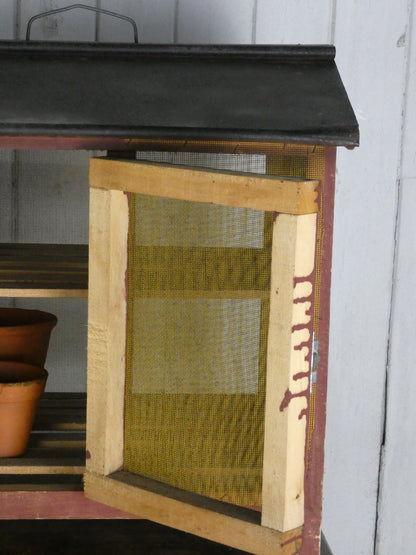 Vintage French Cheese Storage Cabinet | Rustic Wooden Larder Cupboard with Mesh Doors | 49.5cm