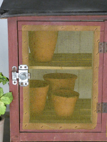 Vintage French Cheese Storage Cabinet | Rustic Wooden Larder Cupboard with Mesh Doors | 49.5cm