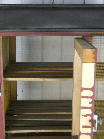 Vintage French Cheese Storage Cabinet | Rustic Wooden Larder Cupboard with Mesh Doors | 49.5cm