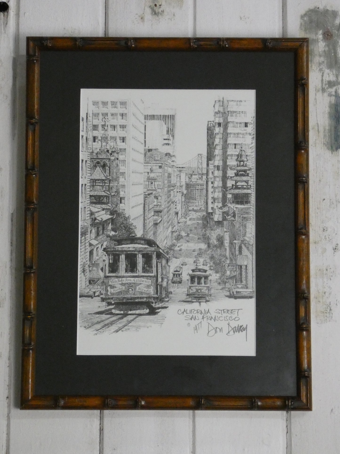 Vintage Framed Art Print – California Street, San Francisco by Don Davy (1977)