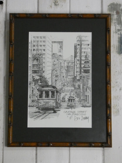 Vintage Framed Art Print – California Street, San Francisco by Don Davy (1977)