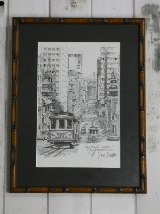Vintage Framed Art Print – California Street, San Francisco by Don Davy (1977)
