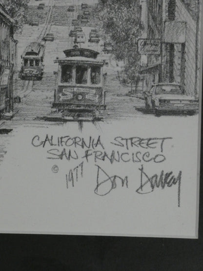 Vintage Framed Art Print – California Street, San Francisco by Don Davy (1977)