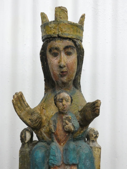 Madonna and Child – 18th Century Hand-Carved Wooden Sculpture