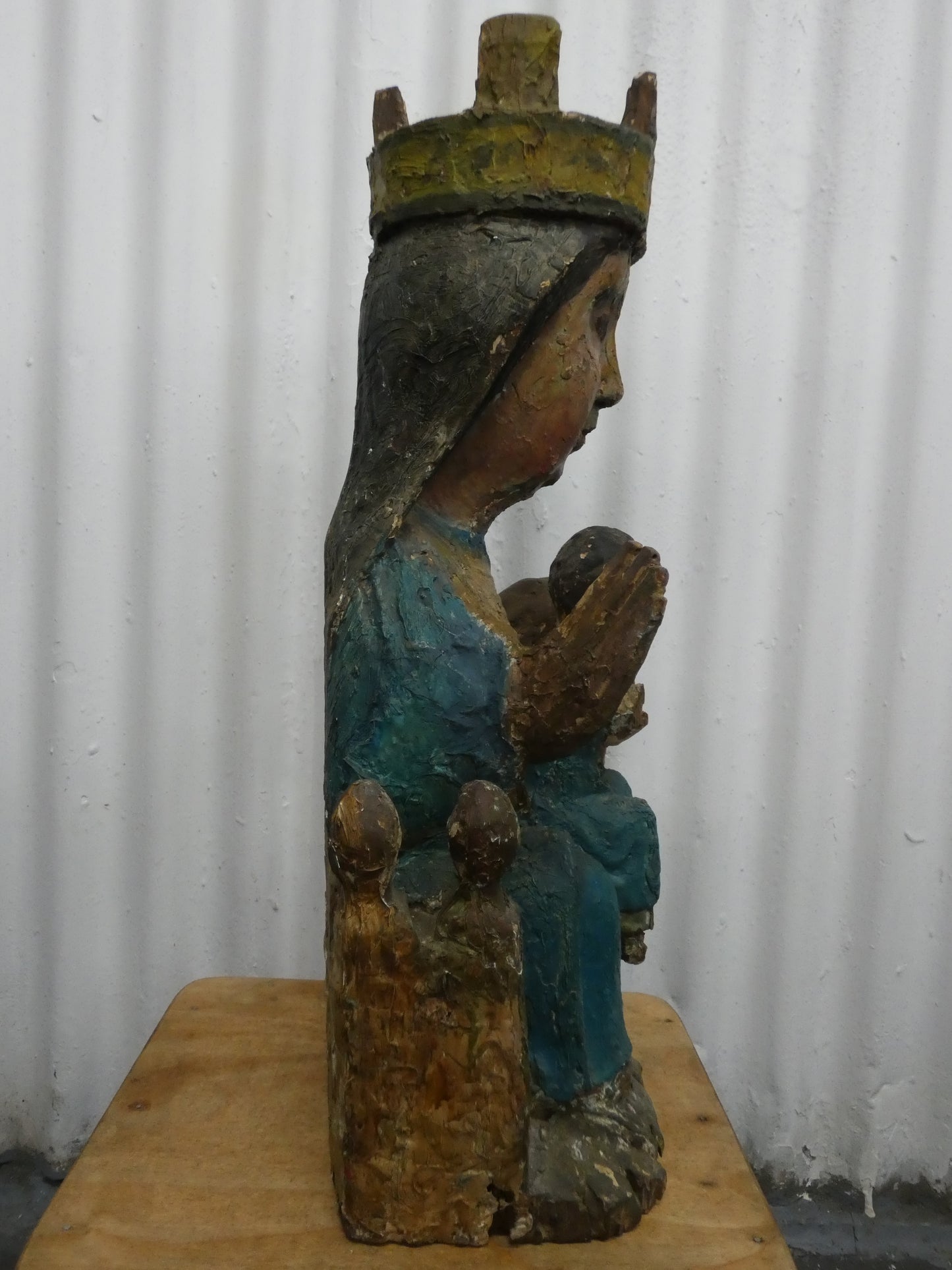 Madonna and Child – 18th Century Hand-Carved Wooden Sculpture