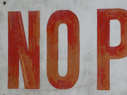 Vintage “No Parking” Wooden Sign – 1950s/60s Industrial Wall Sign with Red Lettering & Patina