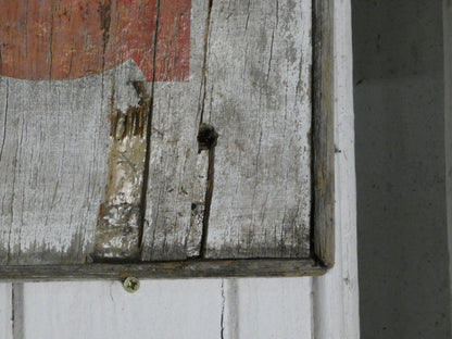 Vintage “No Parking” Wooden Sign – 1950s/60s Industrial Wall Sign with Red Lettering & Patina