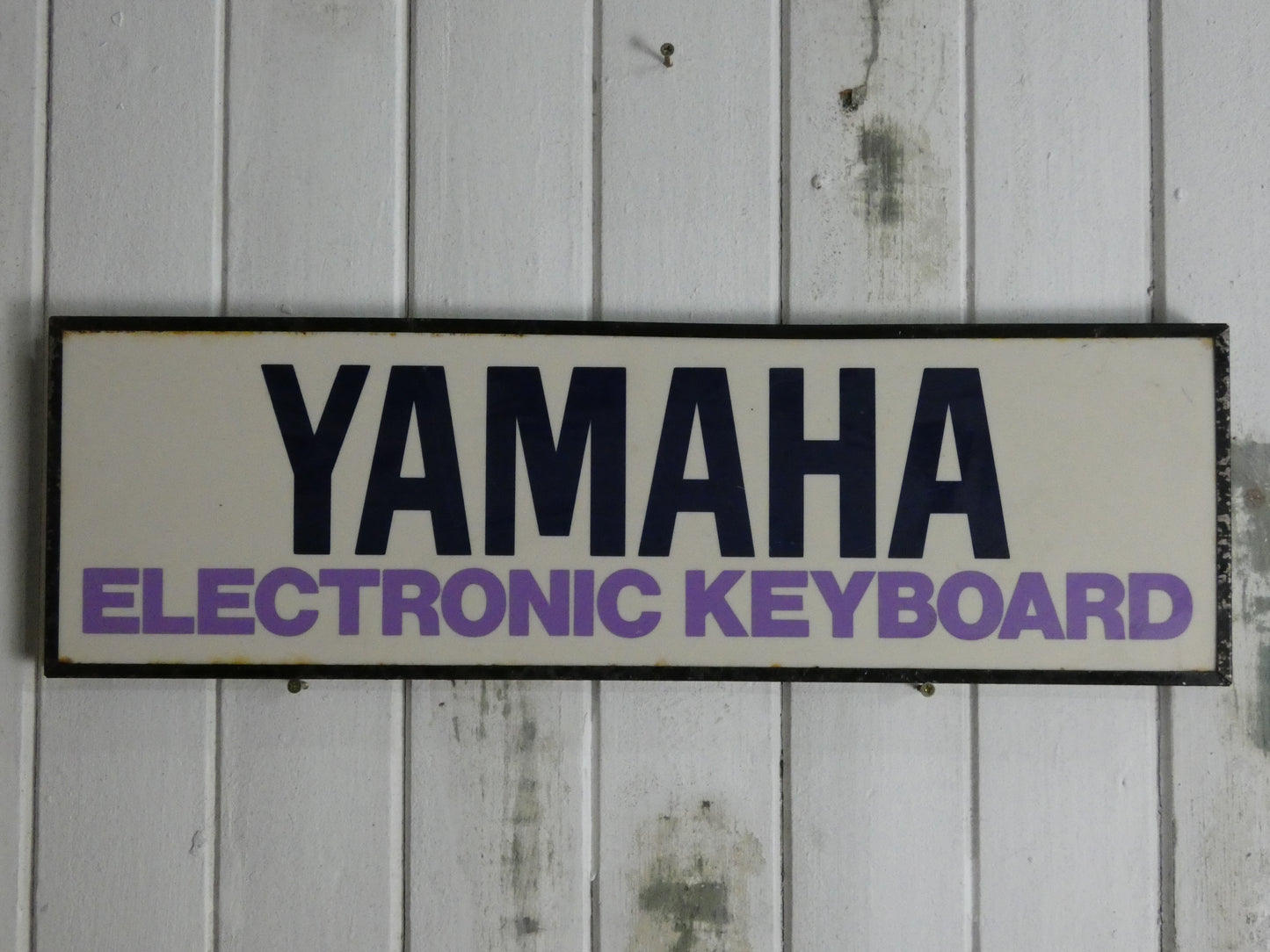 Vintage Yamaha Electronic Keyboard Dealer Sign – Purple Advertising Display, Music Store Sign