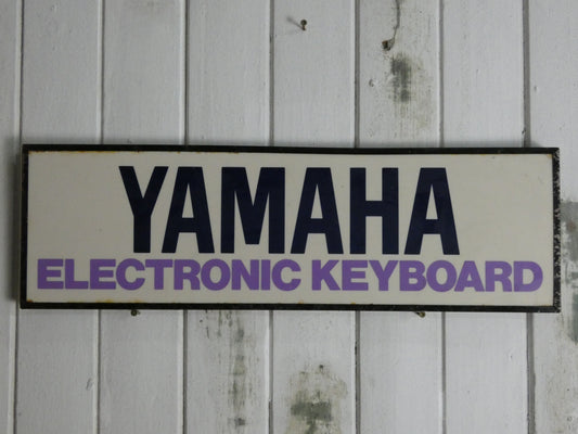 Vintage Yamaha Electronic Keyboard Dealer Sign – Purple Advertising Display, Music Store Sign