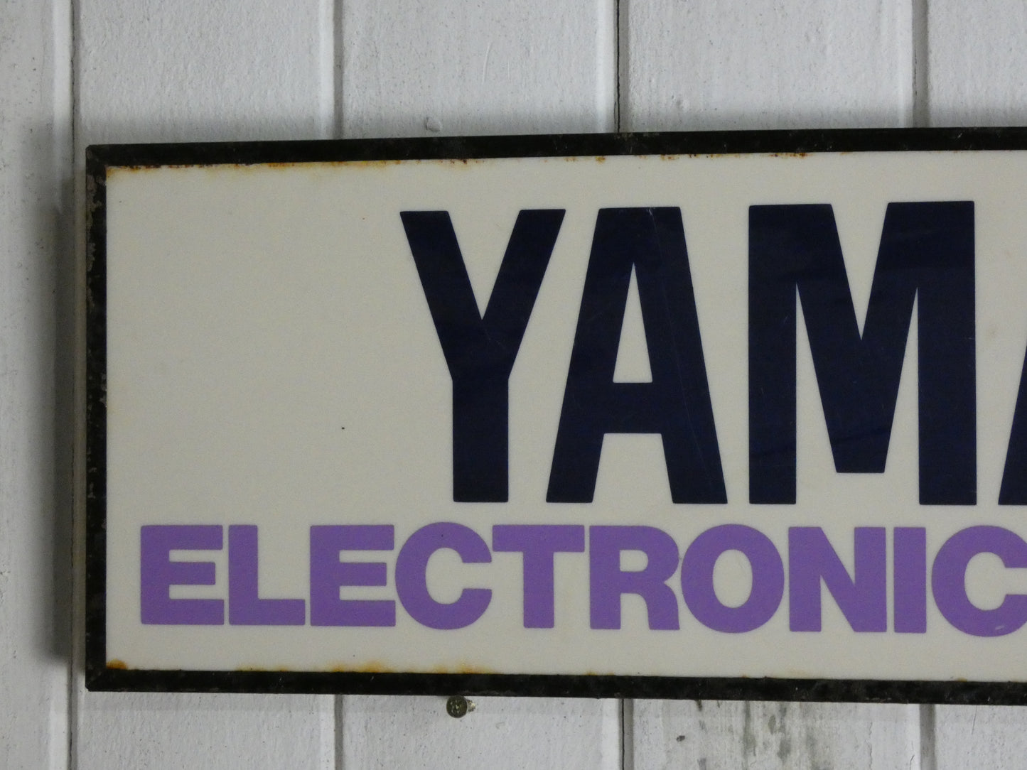 Vintage Yamaha Electronic Keyboard Dealer Sign – Purple Advertising Display, Music Store Sign