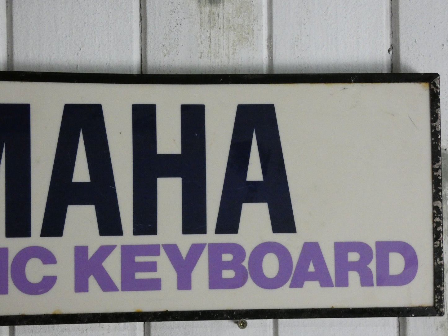 Vintage Yamaha Electronic Keyboard Dealer Sign – Purple Advertising Display, Music Store Sign