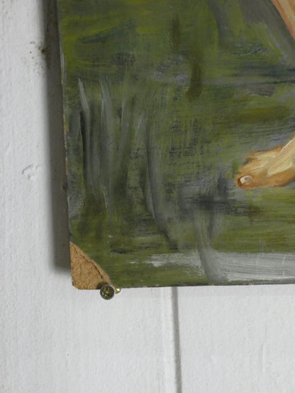 Mid-Century Male Nude Portrait – Vintage Expressionist Oil Painting, Gay Interest Art