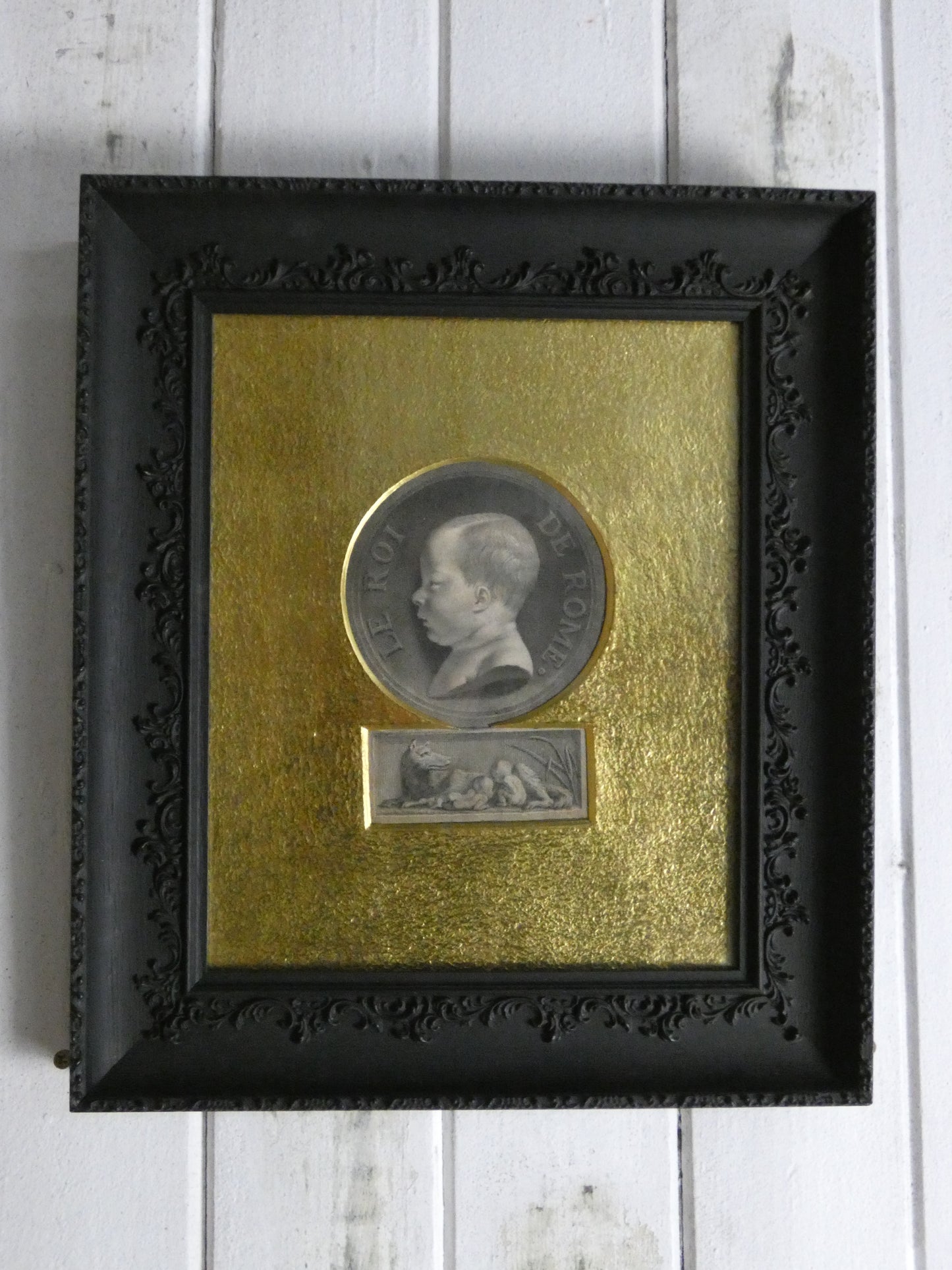 19th Century French Napoleon II “King of Rome” Portrait Medallion – Empire Style Gilded Frame