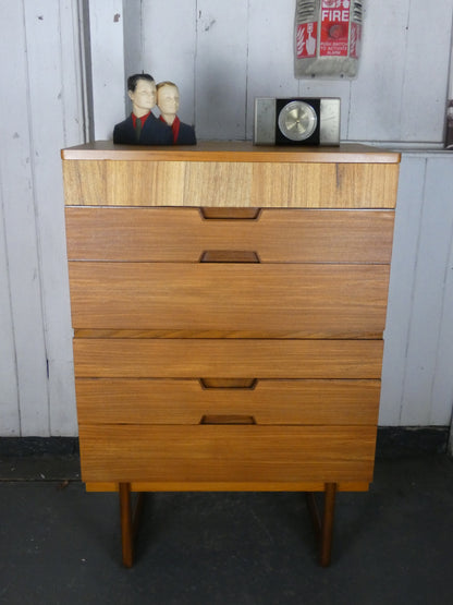 Uniflex Mid Century Chest of Drawers – Gunther Hoffstead Q Range Tallboy – Vintage Danish Style Teak Storage