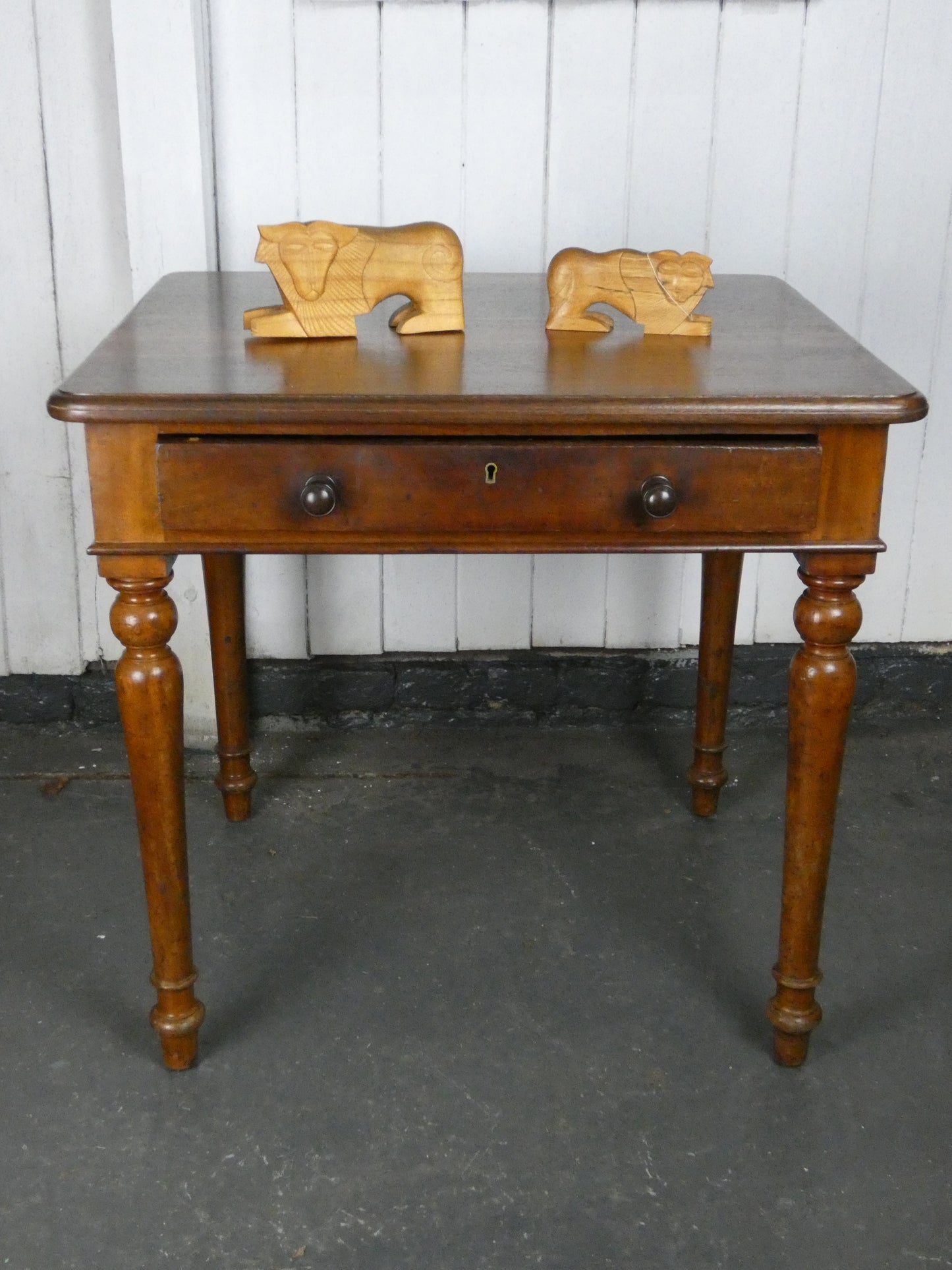 Heals of London Vintage Side Table with Drawer – Early 20th Century Solid Wood Desk / Occasional Table