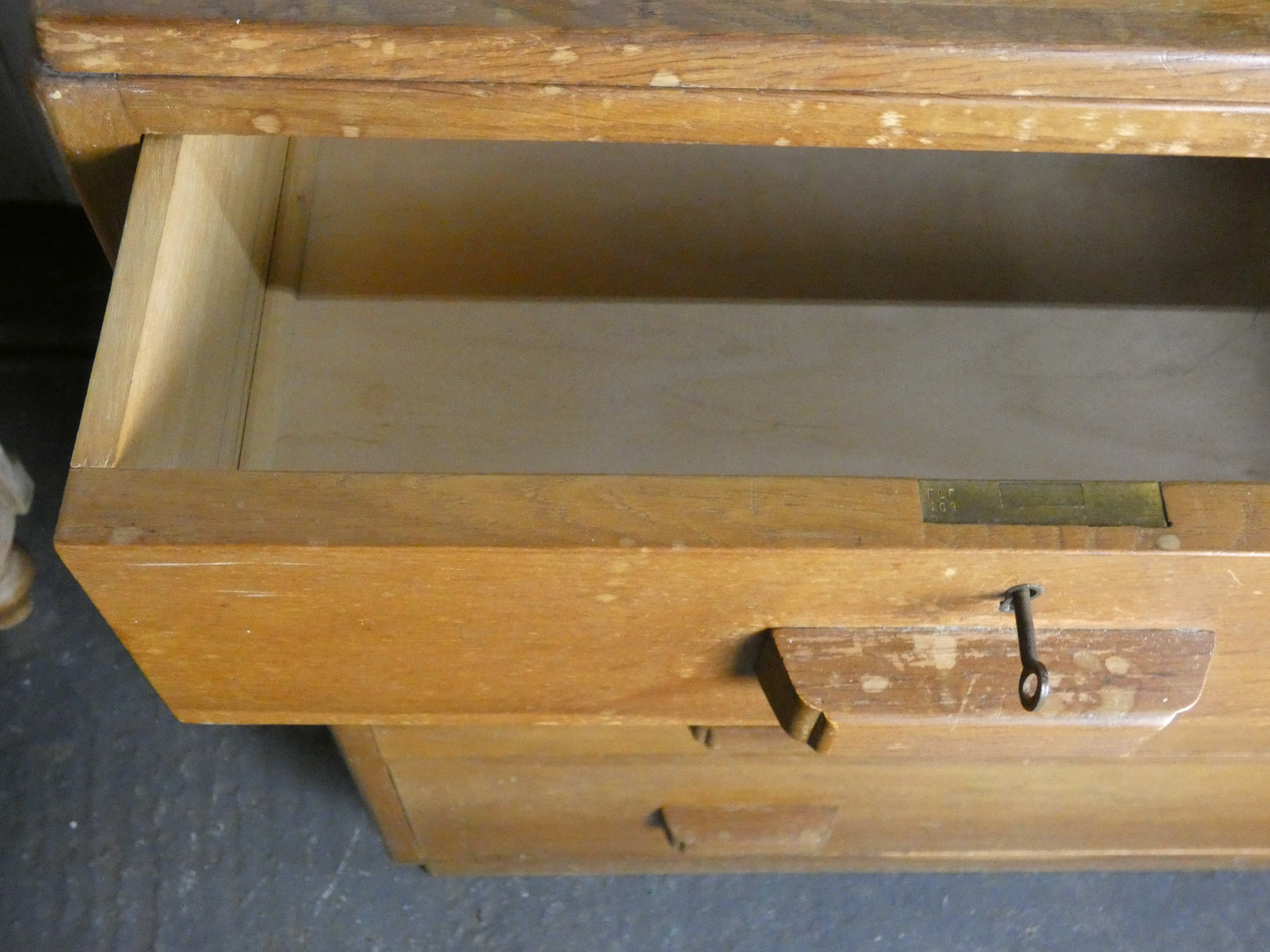 Mid-20th Century War Department Chest of Drawers – Original Military Cabinet with Key – Solid Wood Vintage Storage