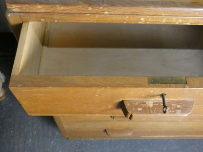 Mid-20th Century War Department Chest of Drawers – Original Military Cabinet with Key – Solid Wood Vintage Storage