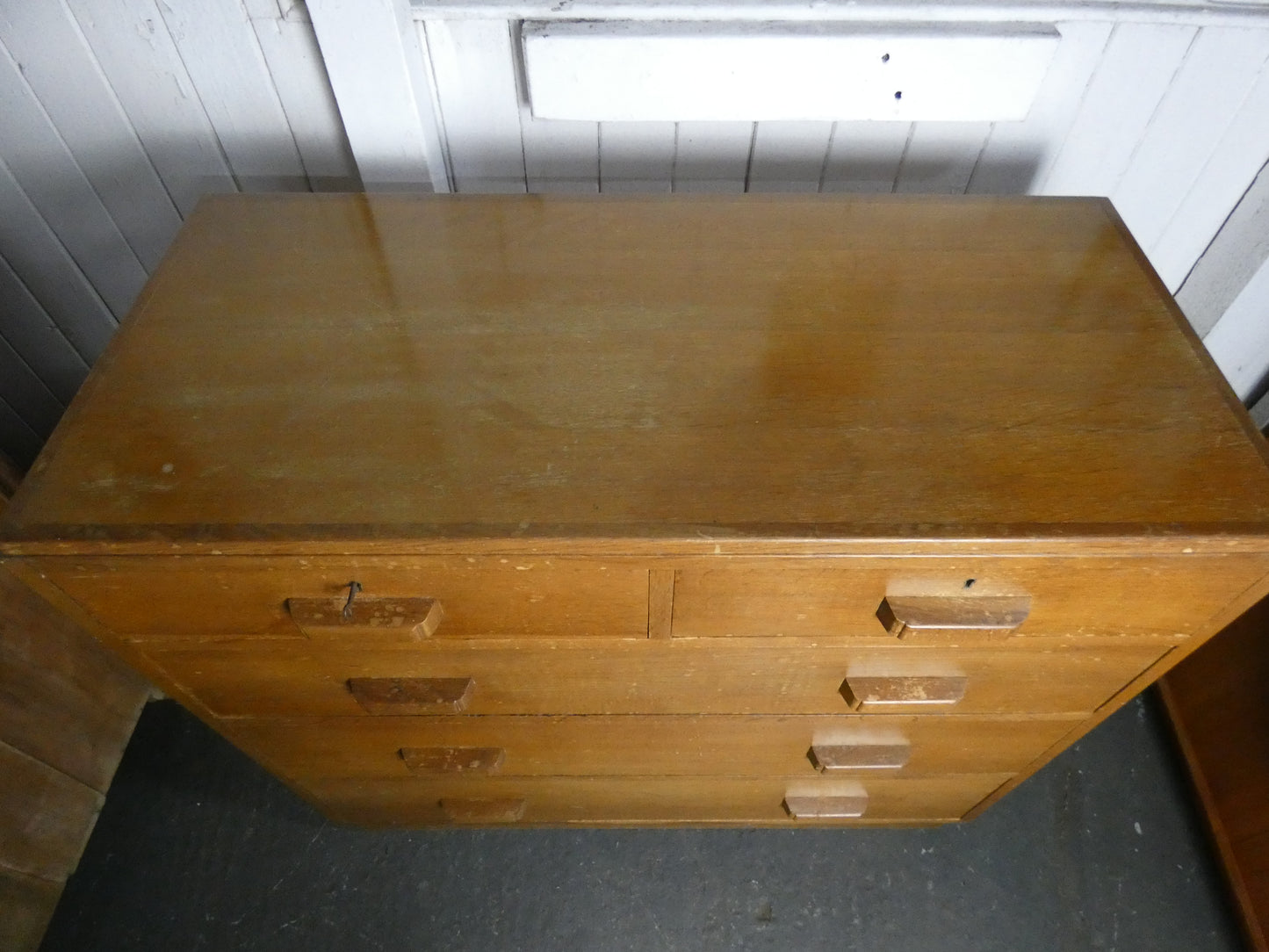 Mid-20th Century War Department Chest of Drawers – Original Military Cabinet with Key – Solid Wood Vintage Storage