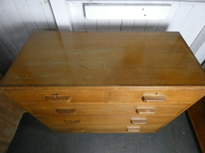 Mid-20th Century War Department Chest of Drawers – Original Military Cabinet with Key – Solid Wood Vintage Storage