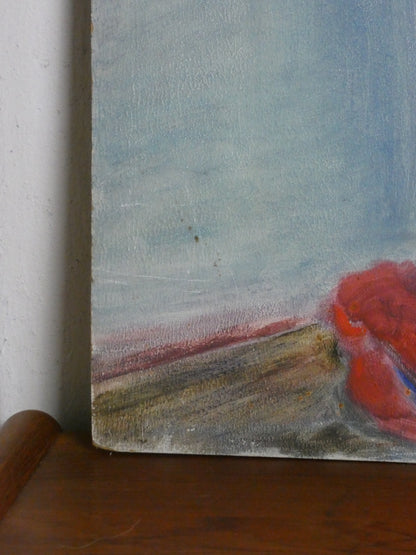 Vintage Expressionist Female Nude Painting on Board