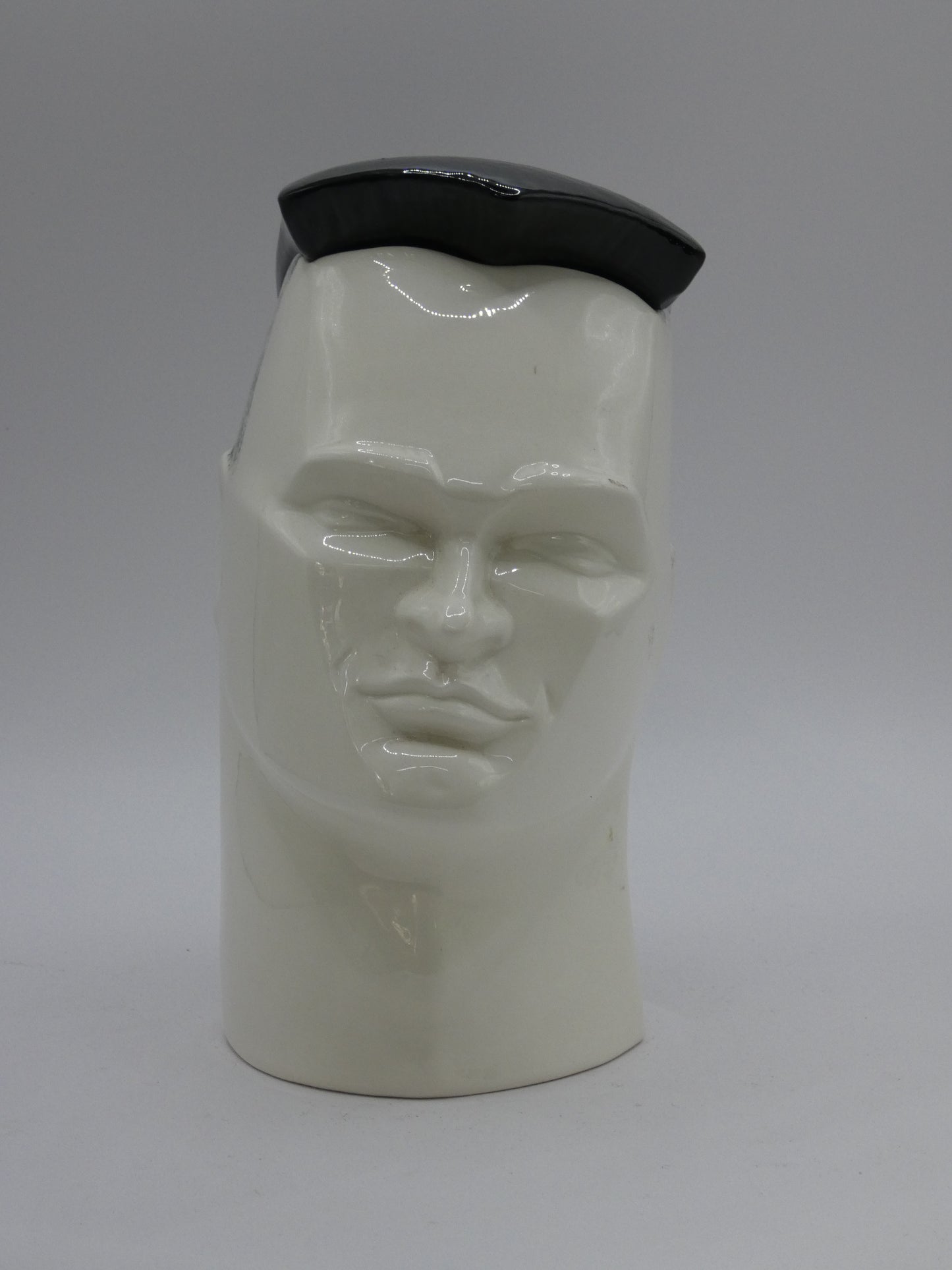 Vintage Swineside Ceramics Black & White Male Head Bust – New Romantic Era Style 80s