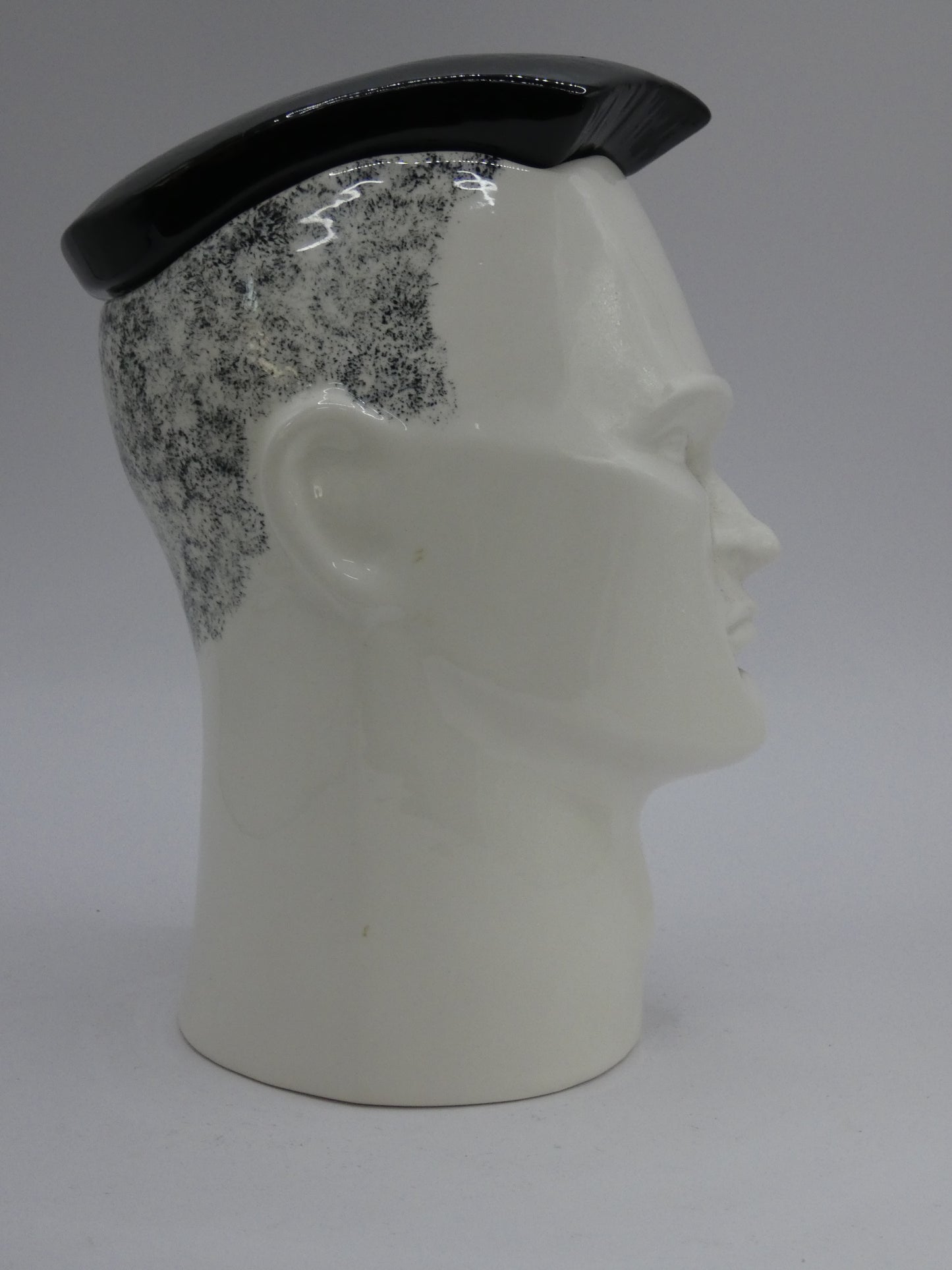 Vintage Swineside Ceramics Black & White Male Head Bust – New Romantic Era Style 80s