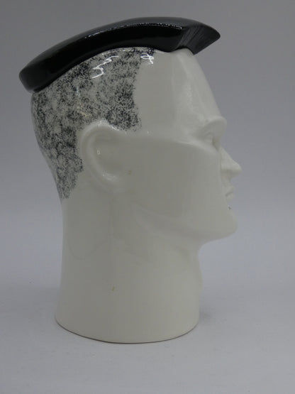 Vintage Swineside Ceramics Black & White Male Head Bust – New Romantic Era Style 80s