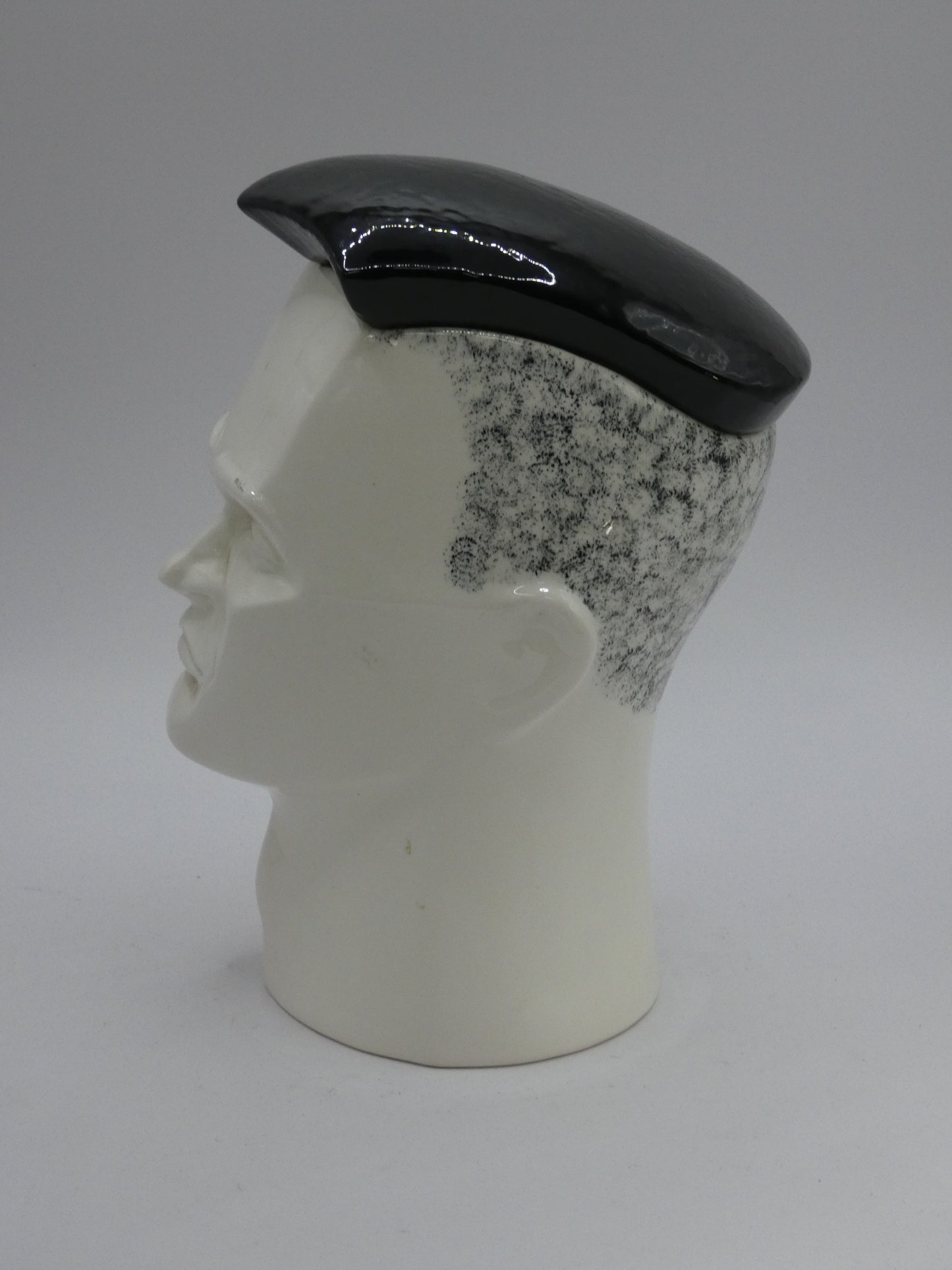 Vintage Swineside Ceramics Black & White Male Head Bust – New Romantic Era Style 80s
