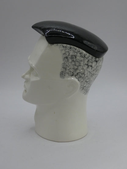 Vintage Swineside Ceramics Black & White Male Head Bust – New Romantic Era Style 80s