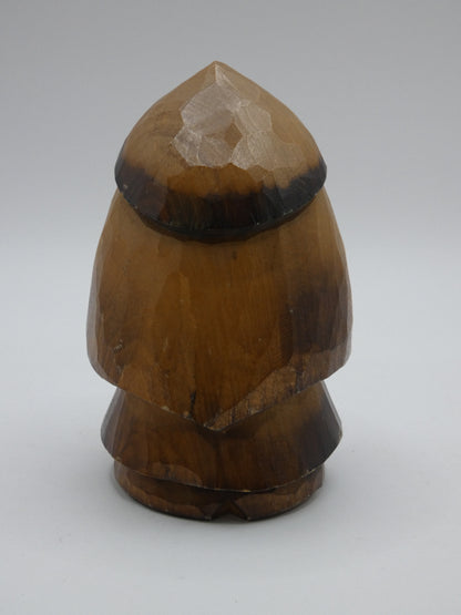Vintage Hand-Carved Wooden Folk Art Grumpy Lady Figure – Charming Rustic Character Sculpture 14cm