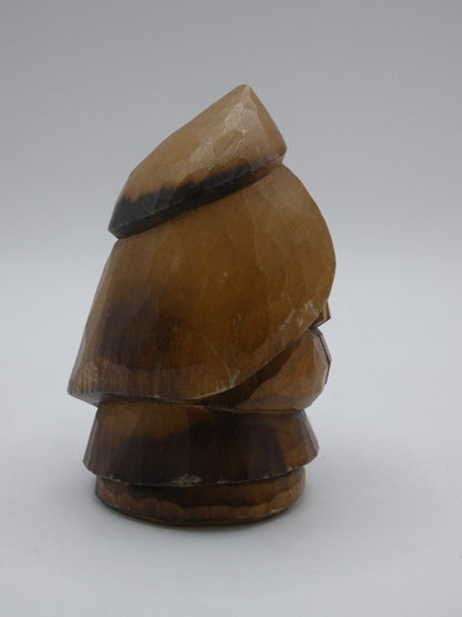 Vintage Hand-Carved Wooden Folk Art Grumpy Lady Figure – Charming Rustic Character Sculpture 14cm