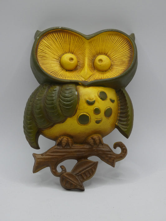 Mid Century Cast American Owl Wall Ornament