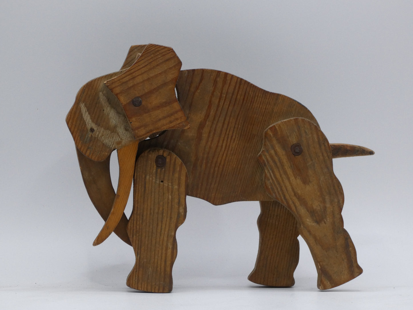 Rare Hand-Carved Wooden Articulated Elephant Toy | WWII-Era Folk Art | Ravensbrück Camp