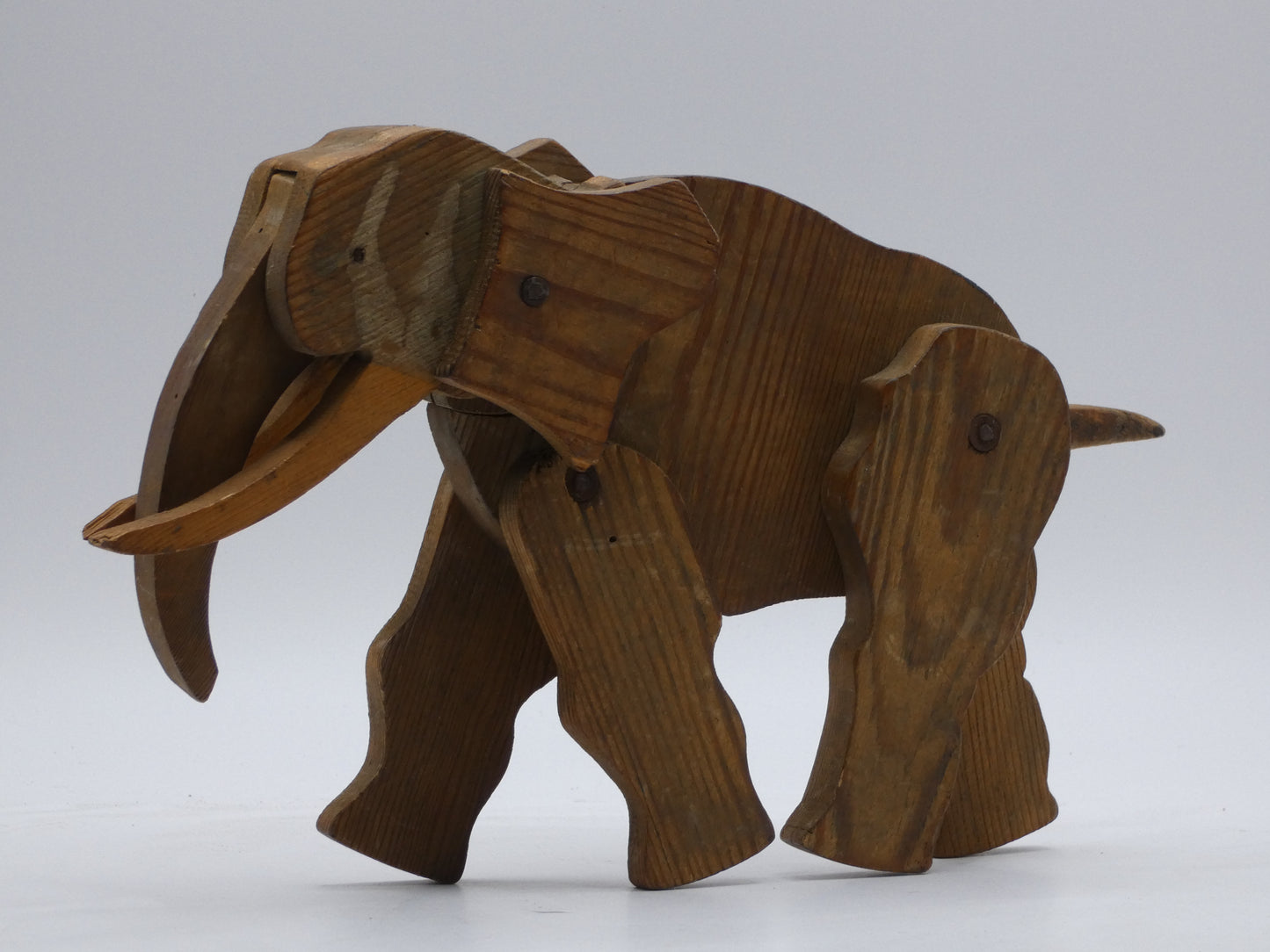 Rare Hand-Carved Wooden Articulated Elephant Toy | WWII-Era Folk Art | Ravensbrück Camp