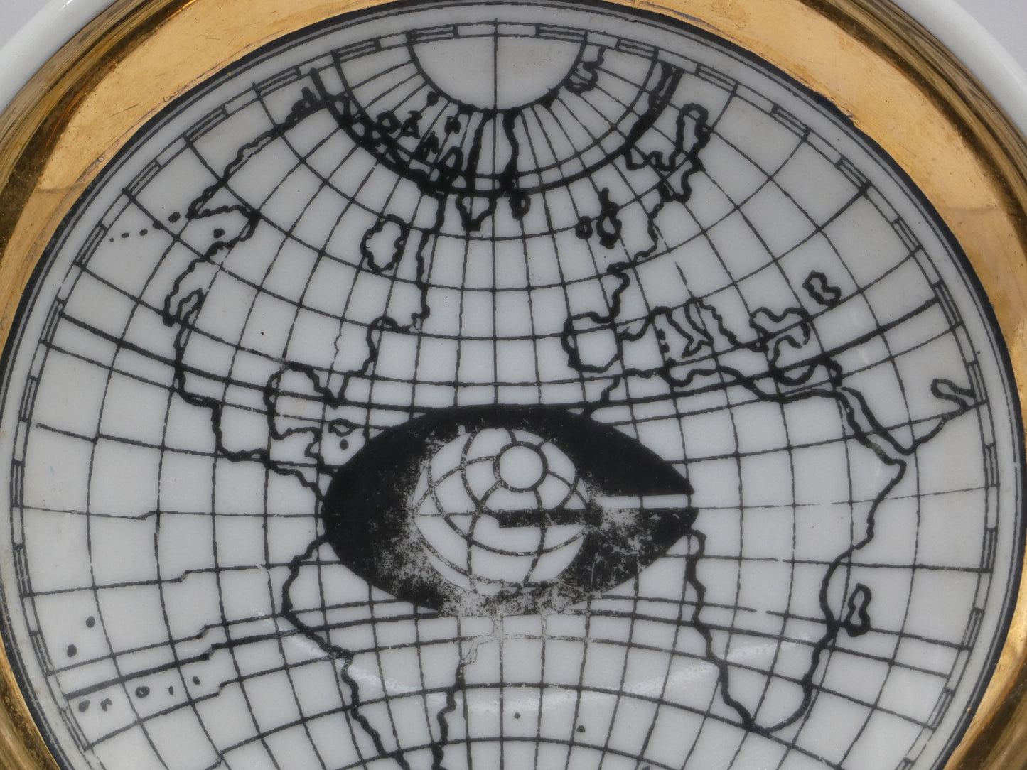 Authentic Piero Fornasetti ‘Antichi Planisferi’ Porcelain Dish / Coaster with Gold Rim | Mid-Century Italian Design