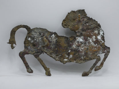 Vintage Brutalist Aries Zodiac Wall Plaque Sculpture | 1960s–1970s Cast Bronze Effect Ram Star Sign