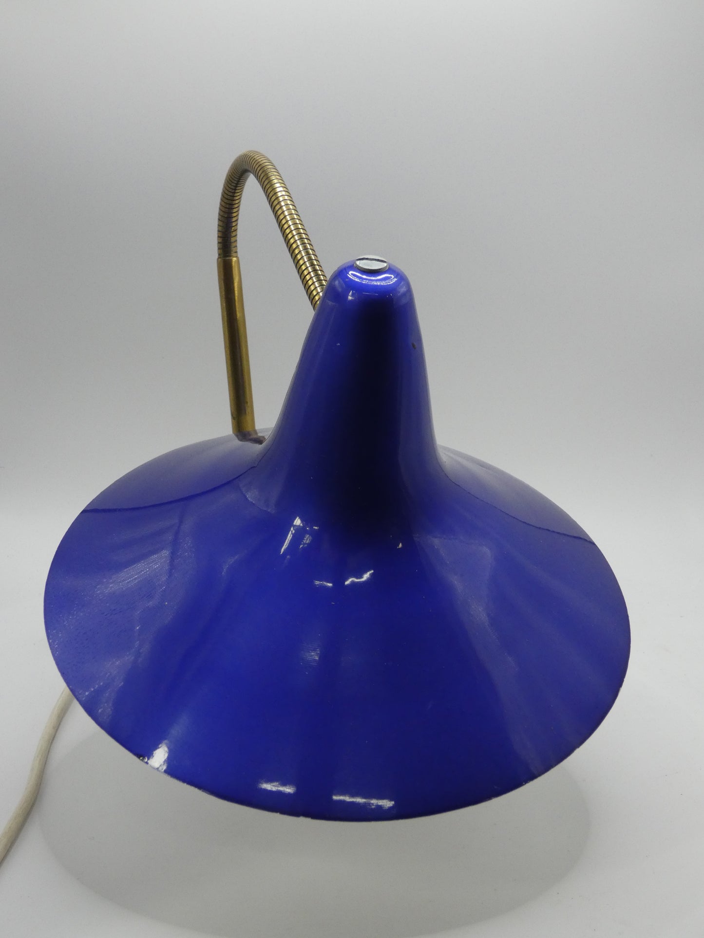 Vintage Mid-Century Modern Gooseneck Desk Lamp – Fully Tested – Adjustable Brass Arm & Metal Shade